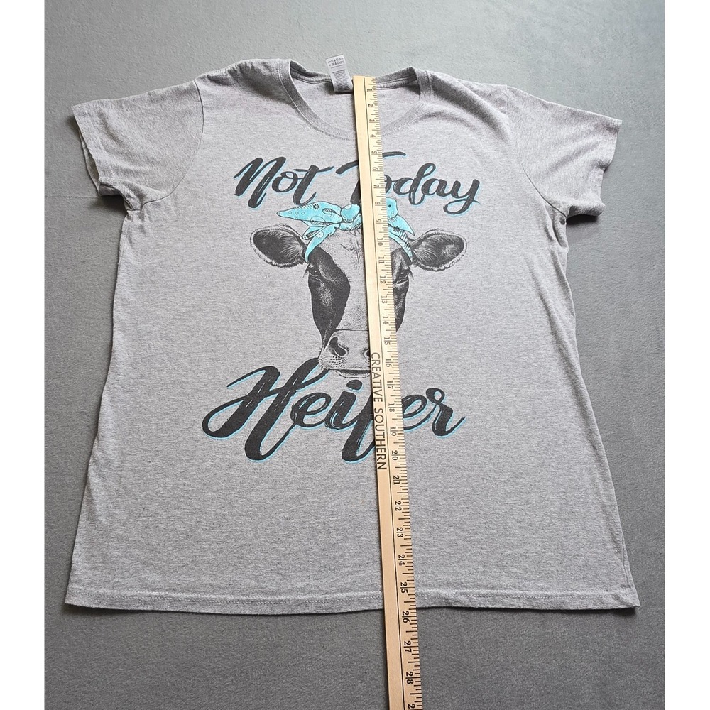 Women's Unbranded Gray Not Today Heifer Cow Graphic Tee Large Fun Heifer - Picture 3 of 9